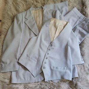 1970s Vintage 3 piece Suit Disco Suit Pastel Blue